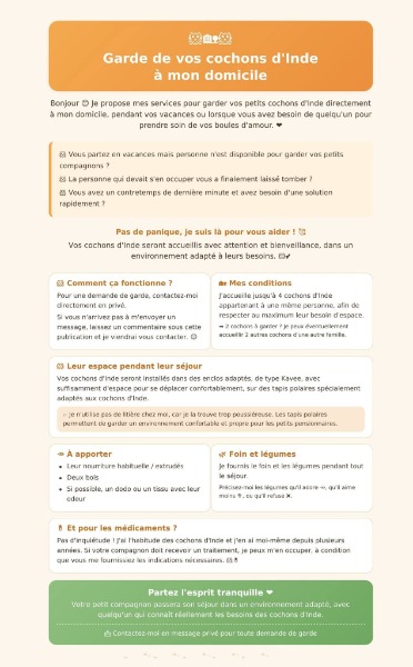 Garde a domicile de cochon d"inde