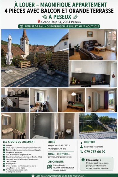 Bel appartement 4 pièces à Peseux