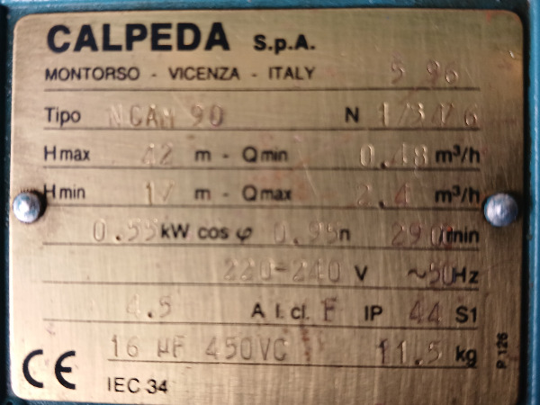 Pompe a eau Calpeda électrique