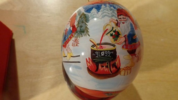 weihnachtskugel handbemalt exklusiv aus norwegen im box