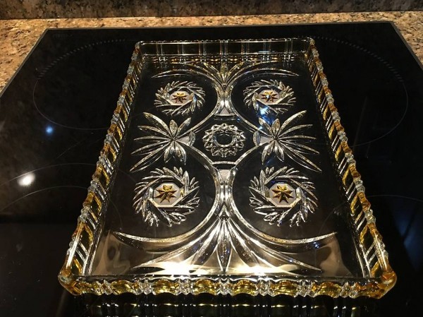 Plateau en cristal au plomb/Antique-32 cm x 24 cm