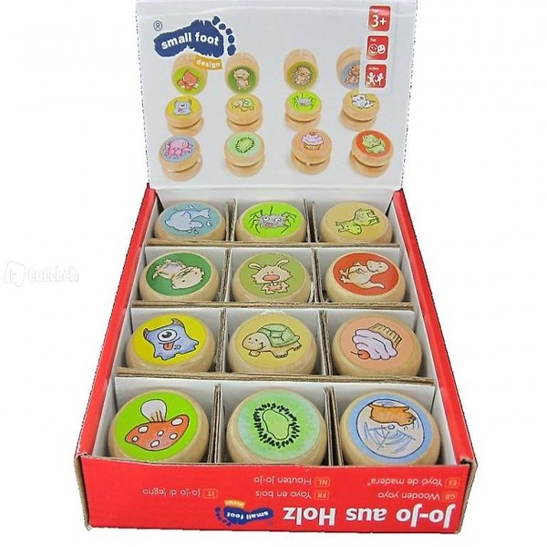  Yoyo, yo-yo, en bois,Présentoir av. 12pc