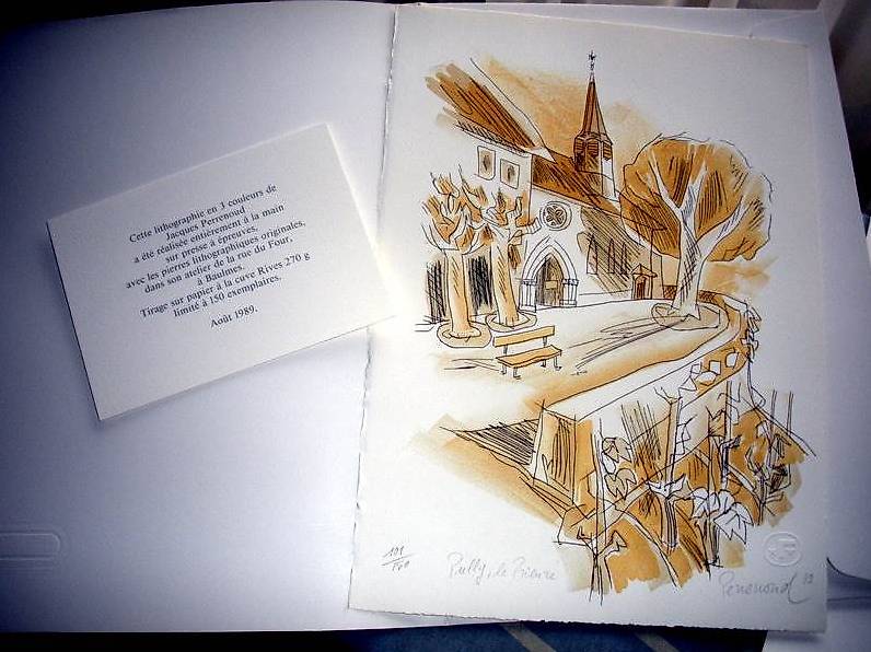 Tableau lithographie du Prieuré de Pully