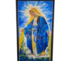 Vitrail d'Art en relief : "Notre-Dame de Lourdes" par Maître Verrier Daniel Dechambenoy