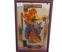 Vitrail d'Art en relief : "Abstraction Florale en Fusion" par Maître Verrier Daniel Dechambenoy