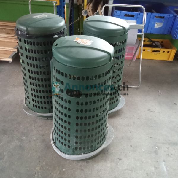 lot de 3x Poubelle d'atelier verte 110L